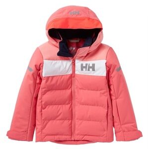 Helly Hansen Coral Hooded Ski Jacket and Matching Bib Pants. Size 5t and 4T